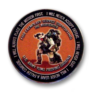 Army Challenge Coin - 2 inch, Antique Silver with photographic printing and epoxy