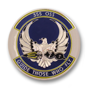 355th Operations Support Squadron Air Force Challenge Coin - 1.75 inch, Nickel with epoxy