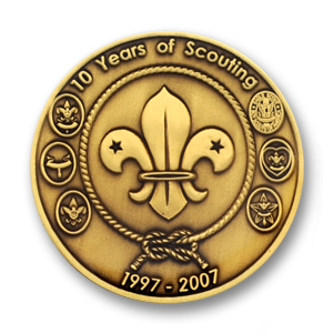 Boy Scout Commemorative Coin - 1.75 inch, Antique Bronze with epoxy